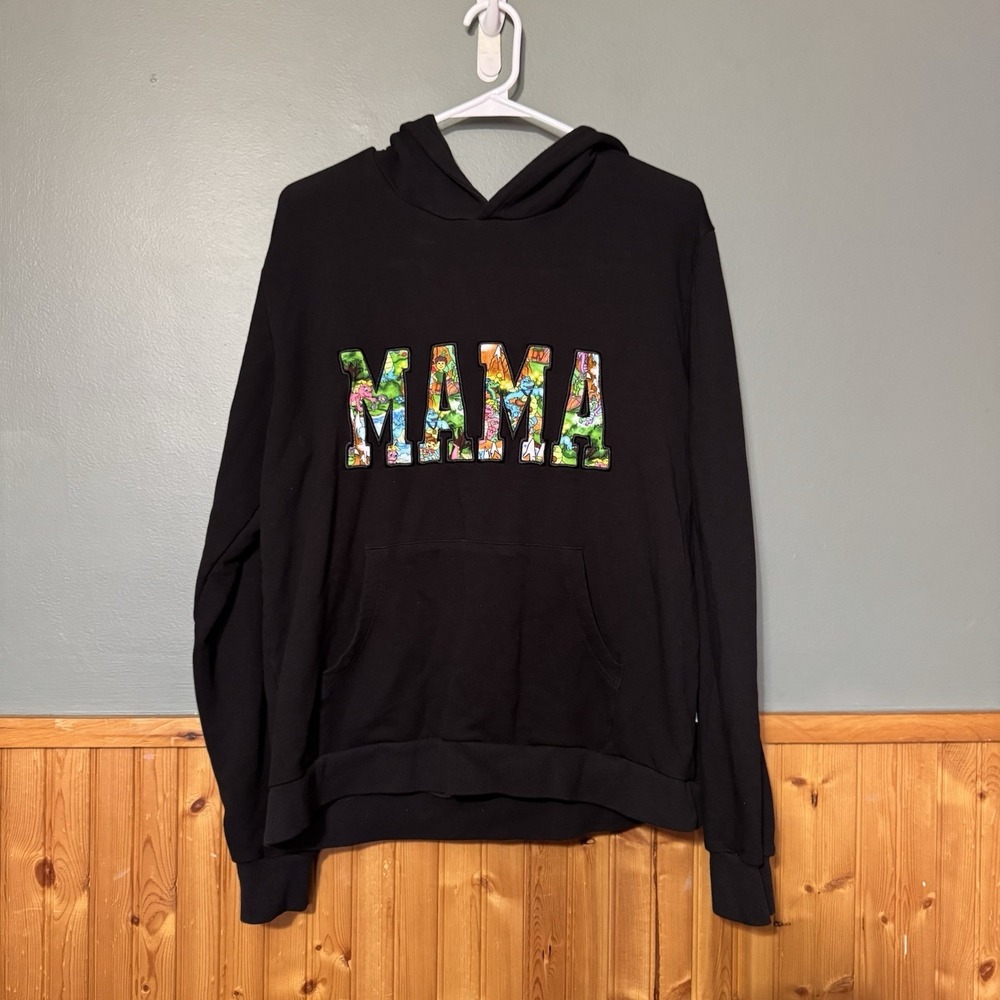 BAMBOO NECESSITIES Women's XL Mama Hooded sweatshirt French Terry Dragon Tails